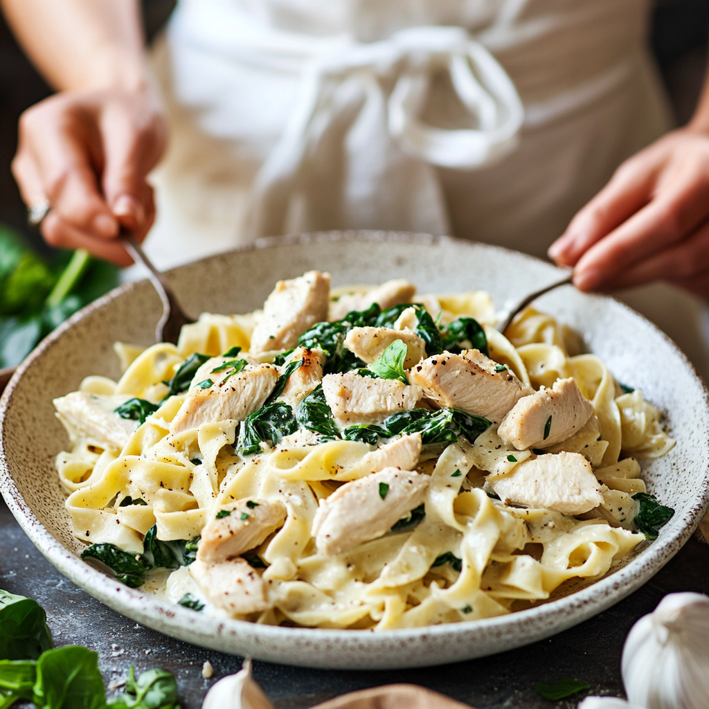 Chicken and Spinach Alfredo Pasta