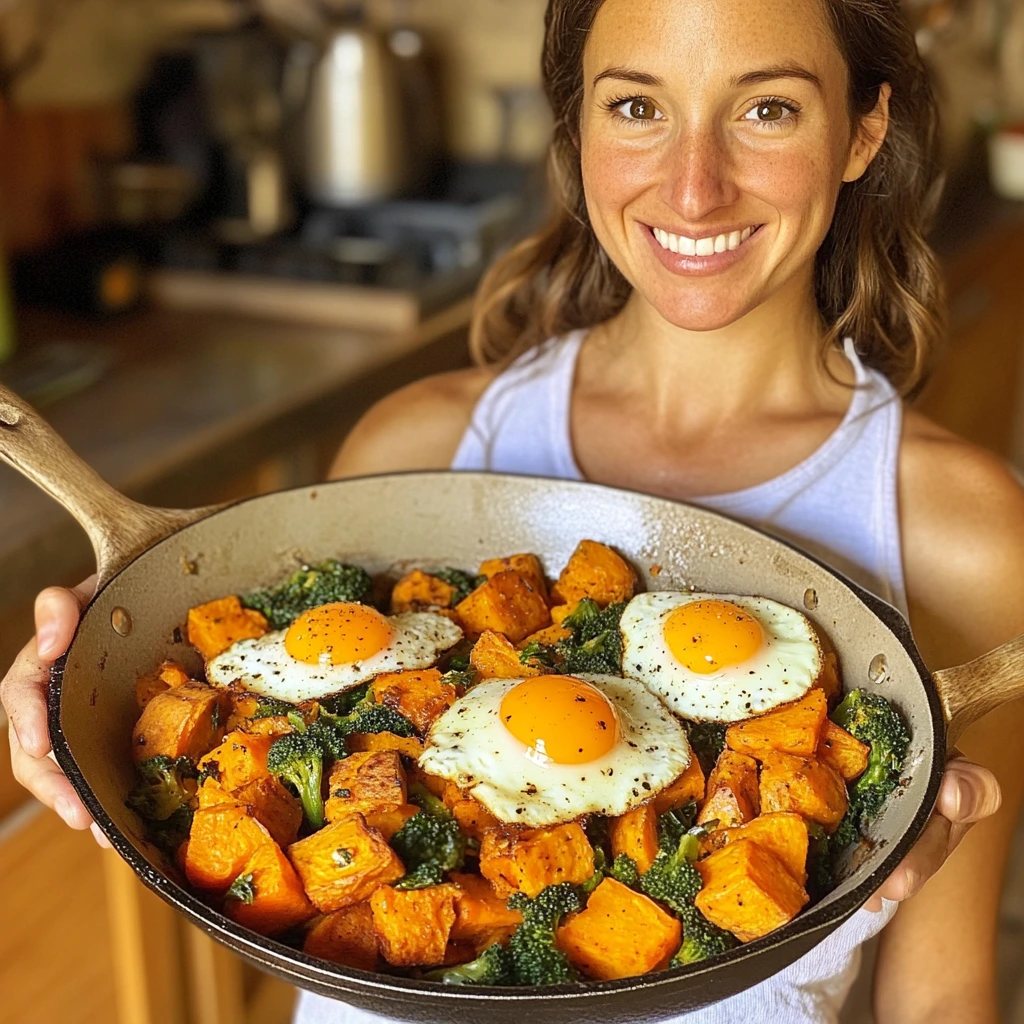 Veggie-Packed Sweet Potato Hash with Eggs