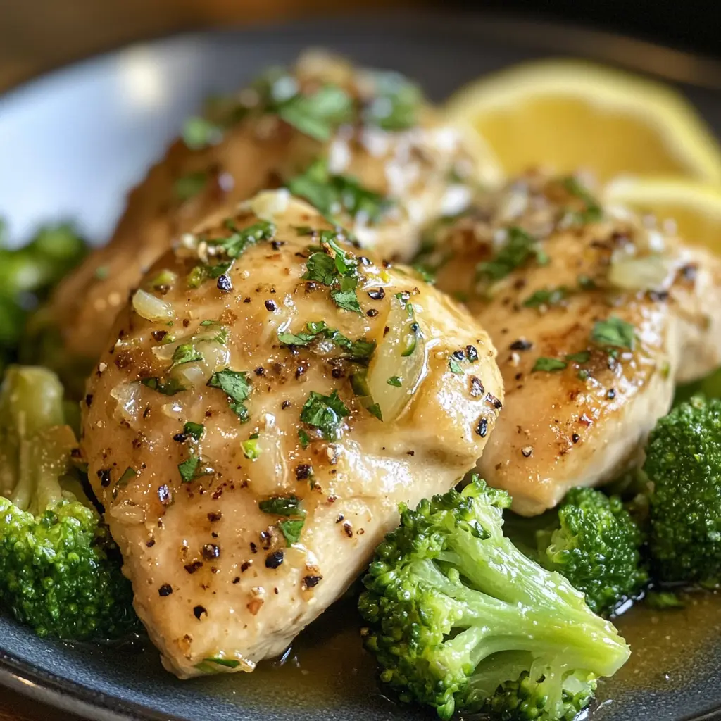 Garlic Lemon Chicken with Steamed Broccoli