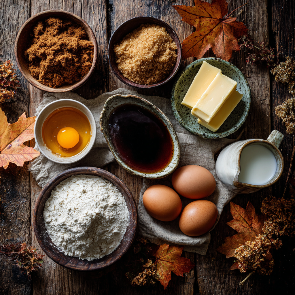 Maple Brown Sugar Cookie Ingredients on Rustic Table