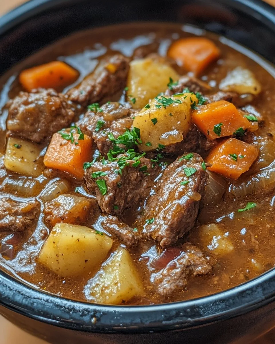 Delicious Pioneer Woman's crockpot beef stew cooked to perfection