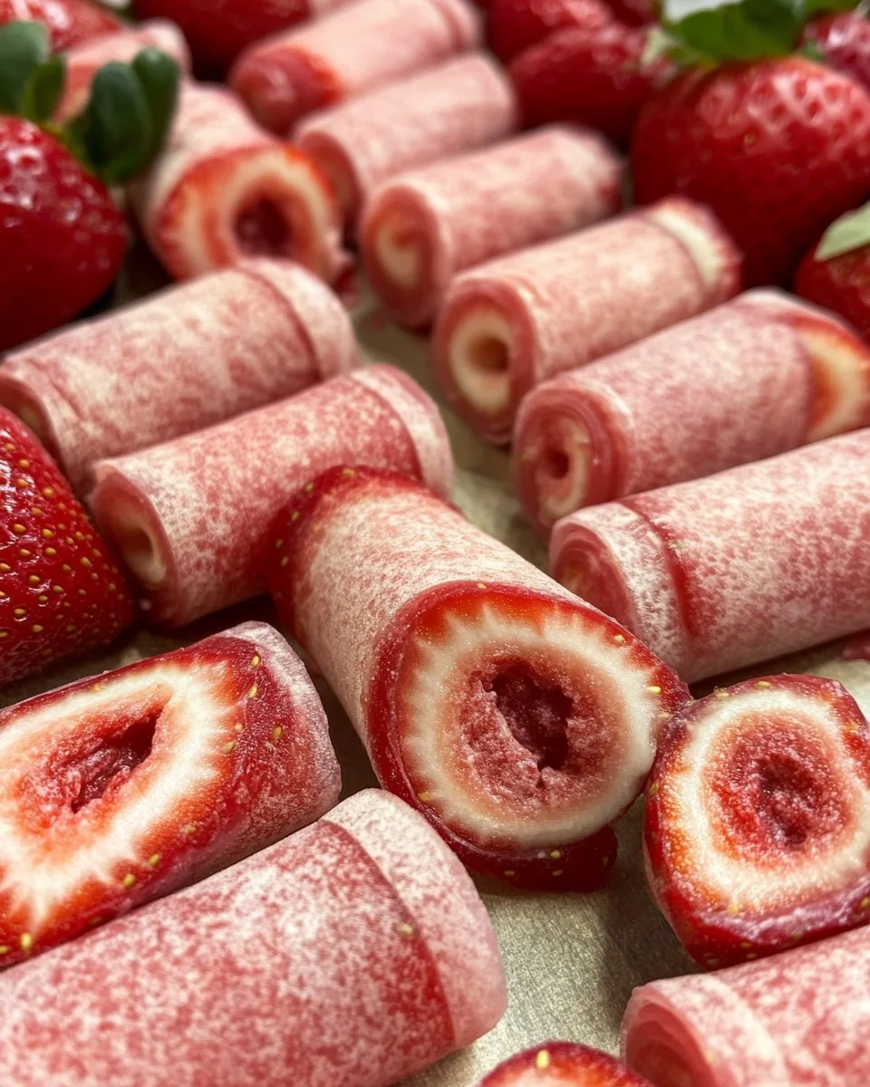 Homemade strawberry fruit roll-ups made with only three ingredients.