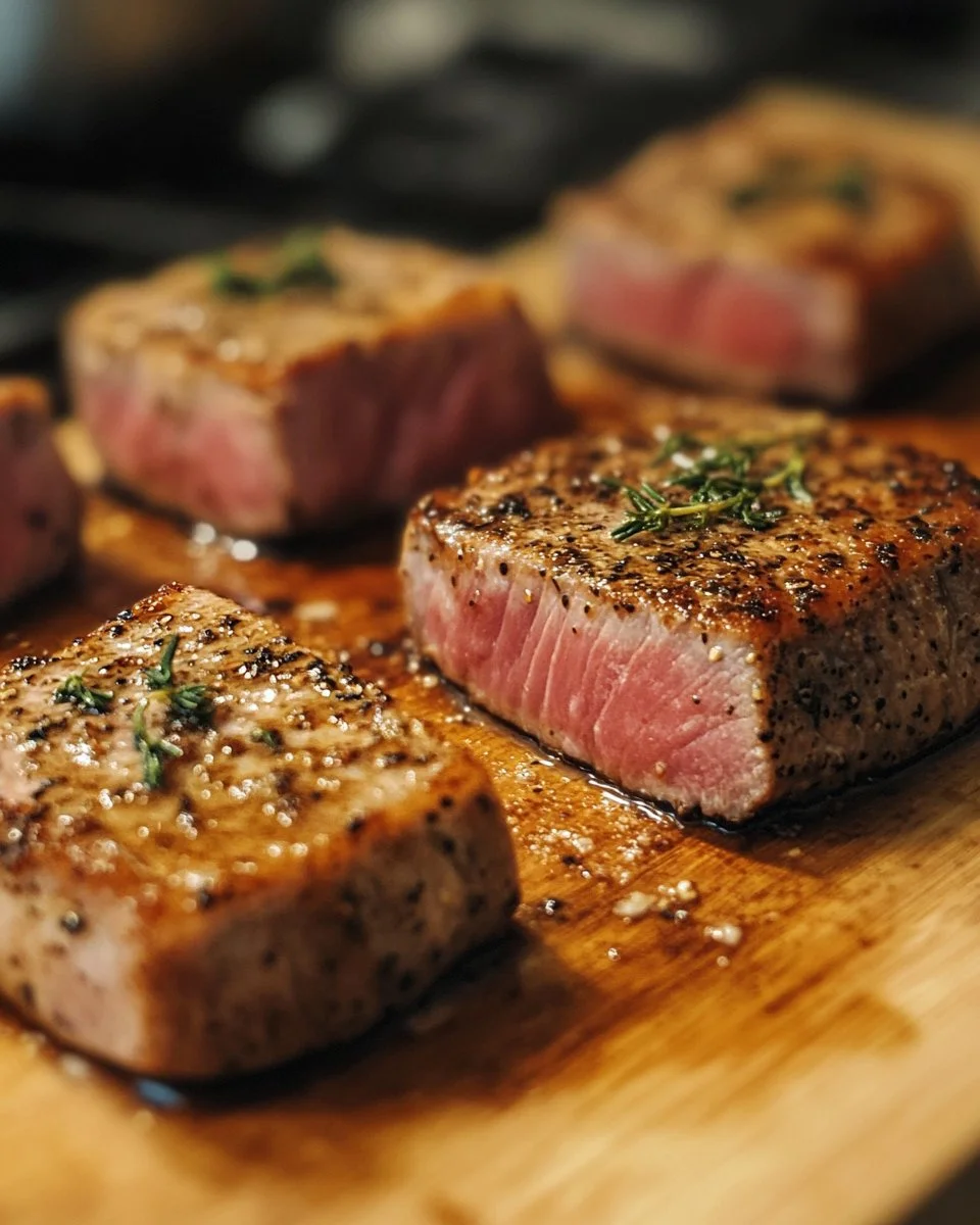 Delicious tuna steak marinated for grilling with a quick 5-minute marinade recipe.