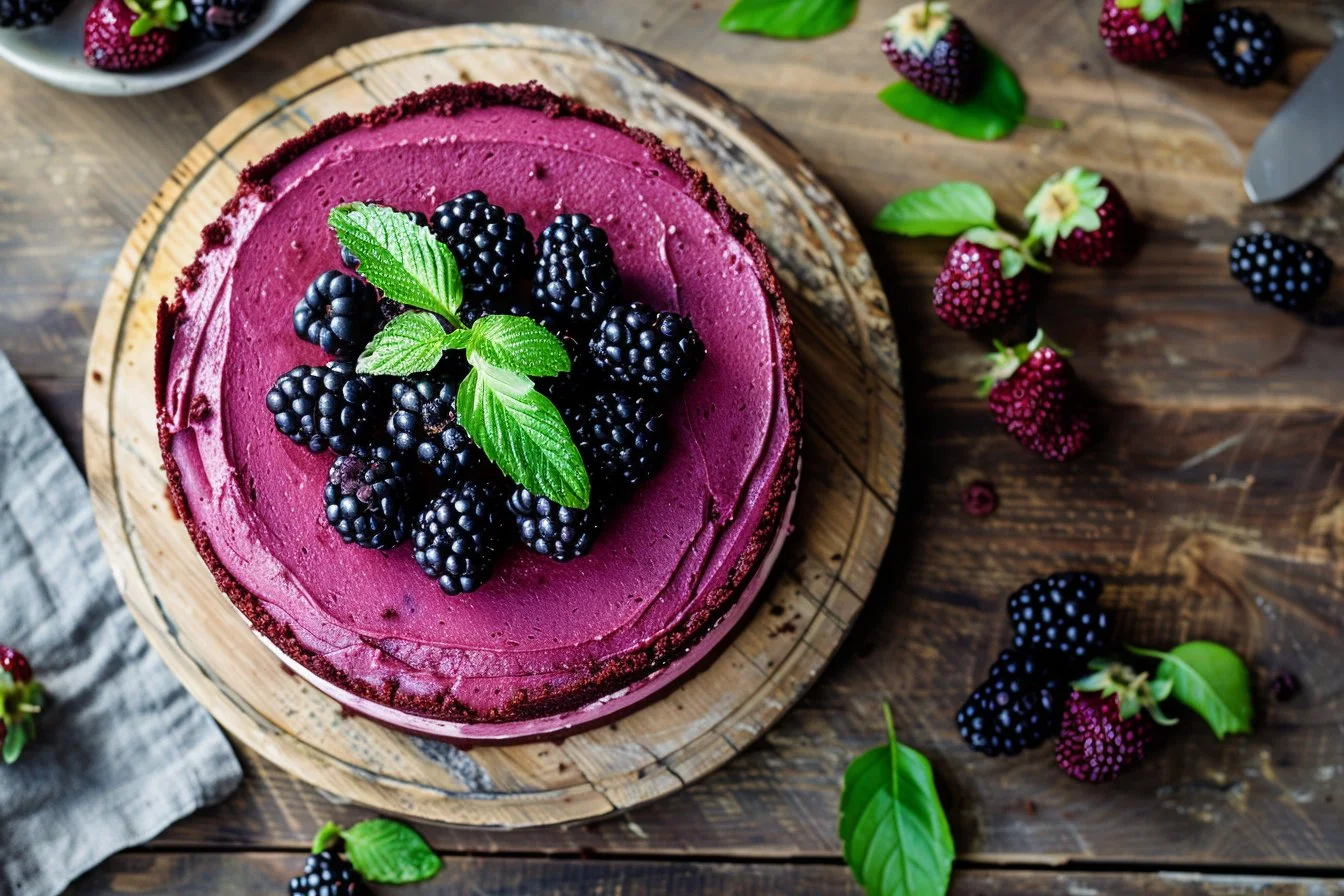 Blackberry Red Velvet Cheesecake