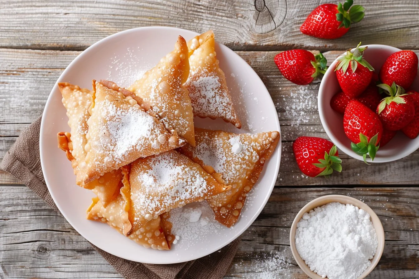 Deep-Fried Strawberry Cheesecake Stuffed Wonton Bites
