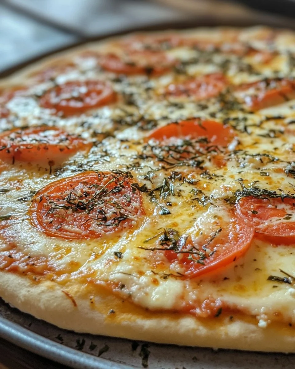Delicious Pizza Style Cottage Cheese Bake topped with fresh ingredients
