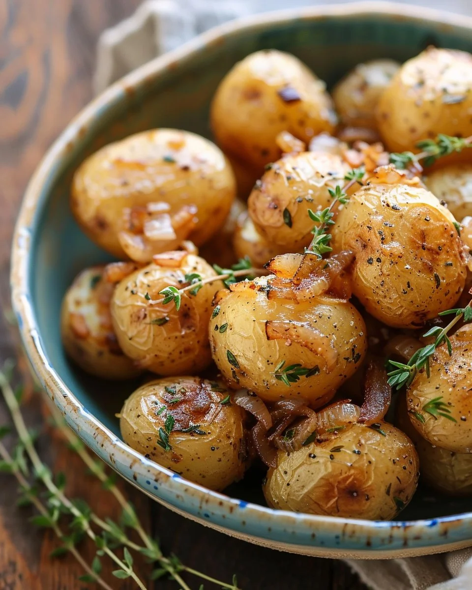 Savory slow cooker potatoes seasoned with Lipton onion soup mix.