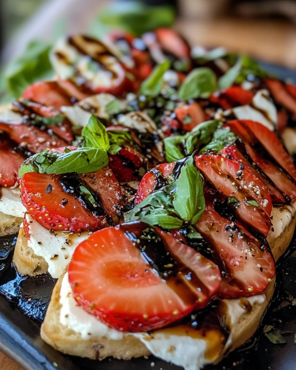 Balsamic Strawberry Caprese salad with fresh strawberries and mozzarella.