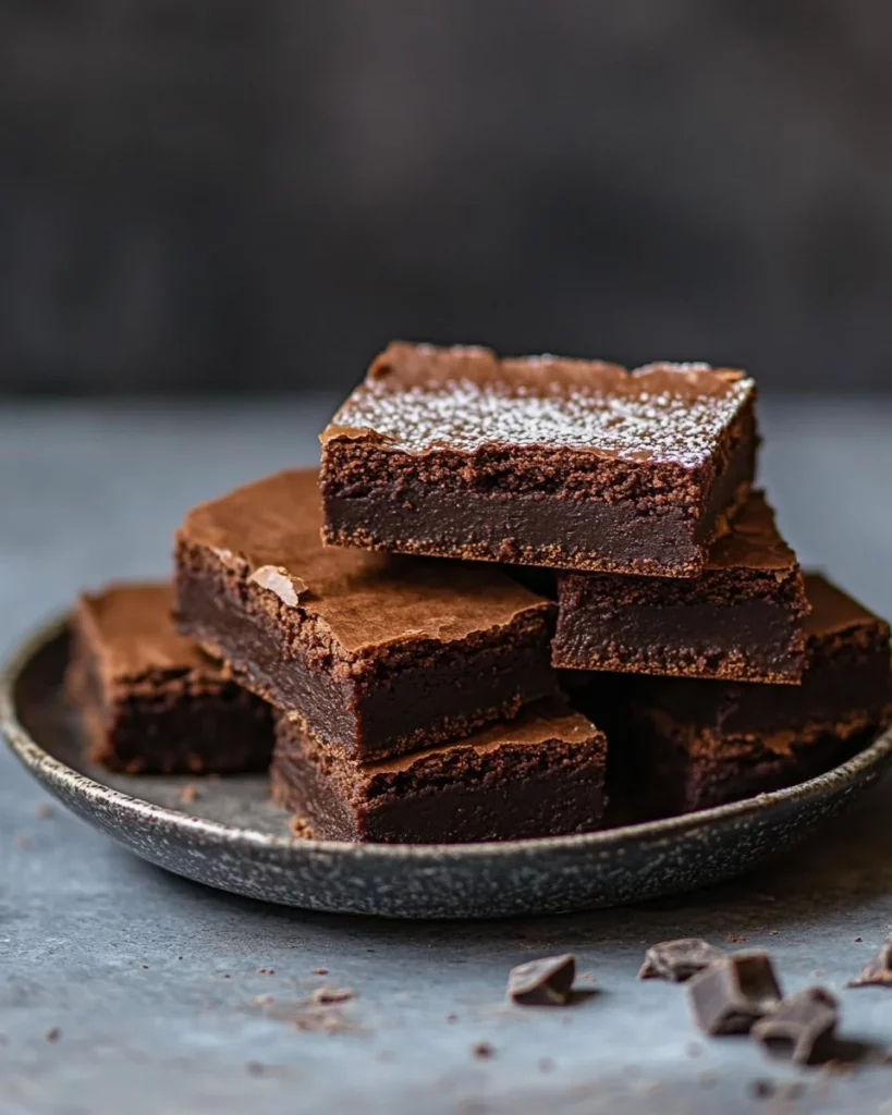 Delicious Chocolate Mousse Brownies topped with chocolate shavings