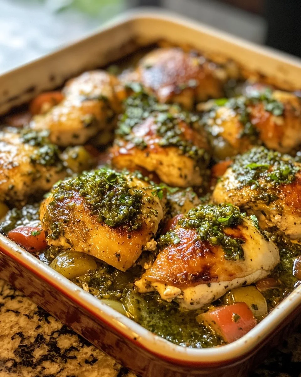 Healthy salsa verde chicken casserole topped with fresh cilantro and cheese