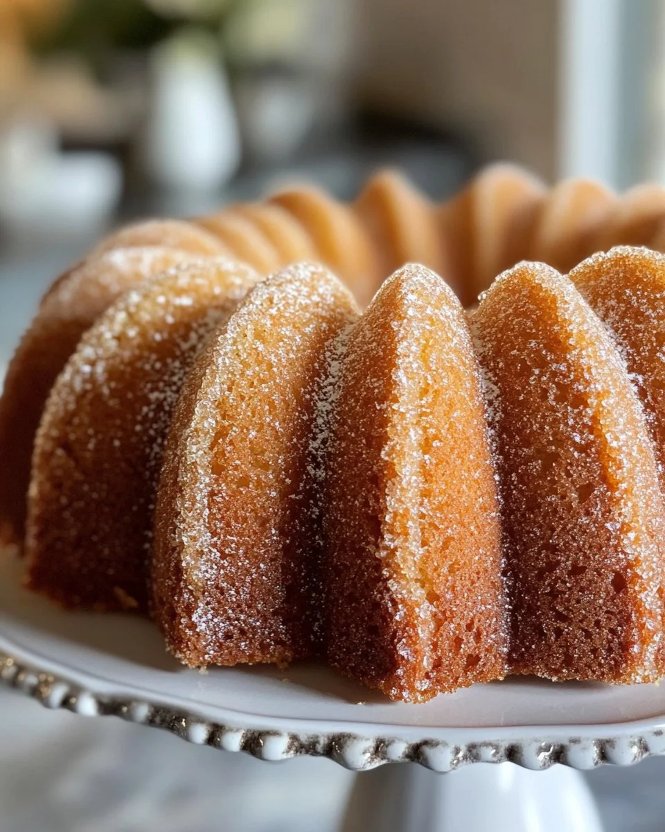 Delicious Lemon Bundt Cake topped with citrus glaze on a white plate