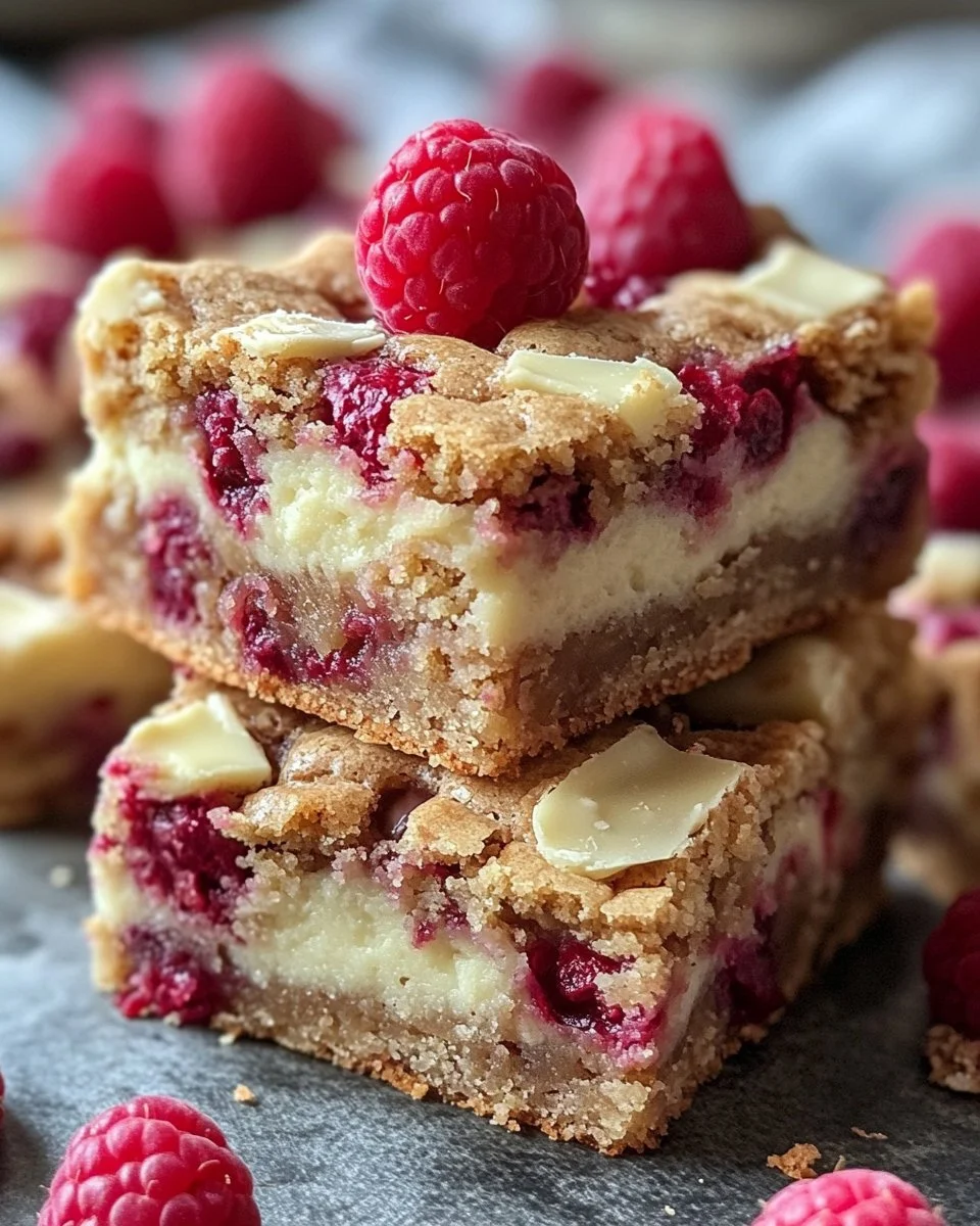 Raspberry White Chocolate Blondies