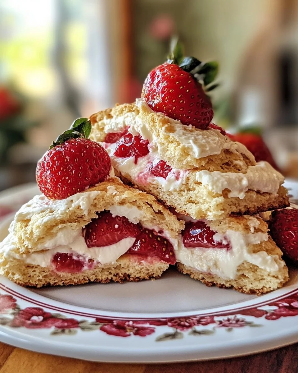 Freshly baked strawberry scones on a rustic wooden table