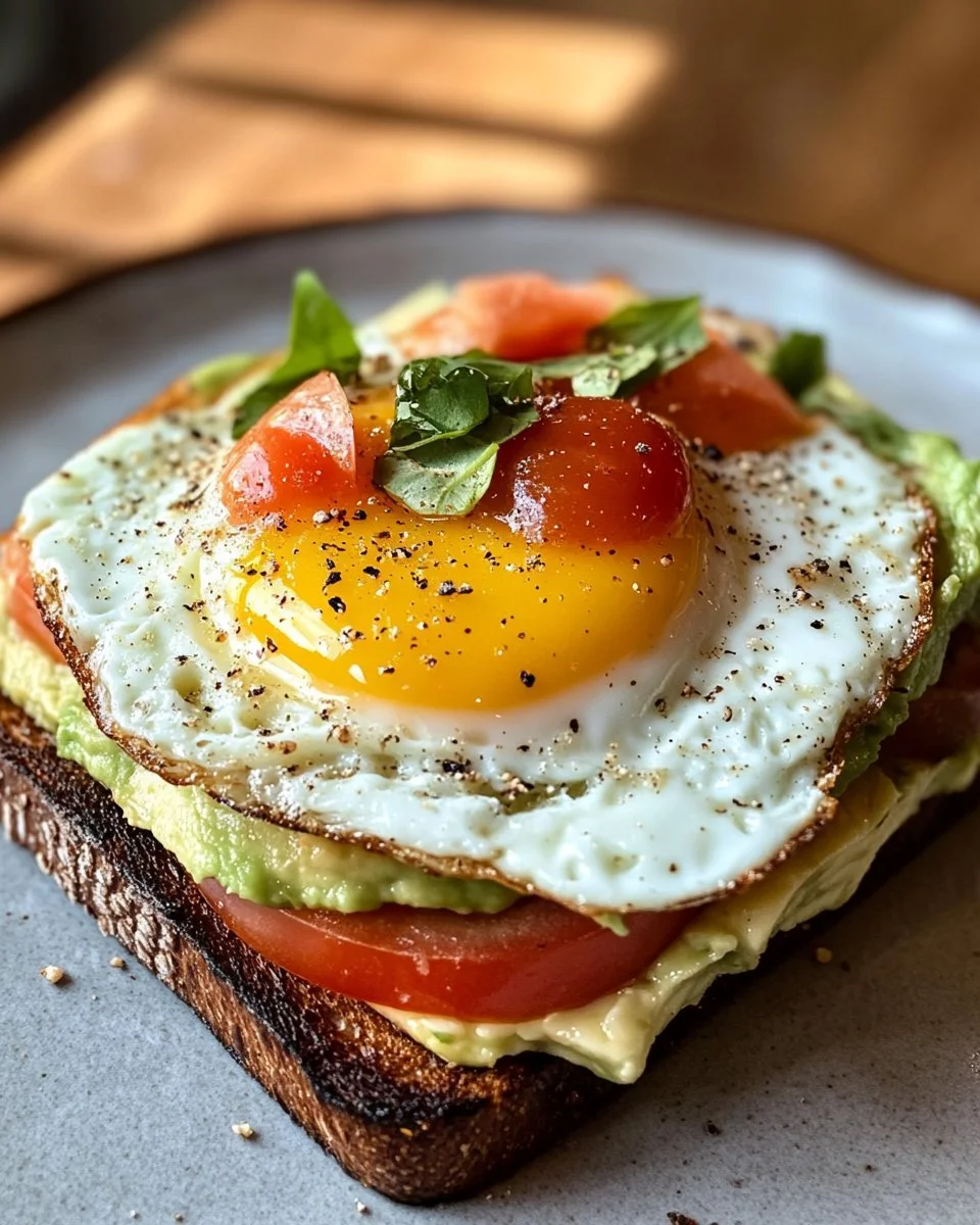 Delicious avocado egg sandwich with creamy avocado and a perfectly cooked egg.