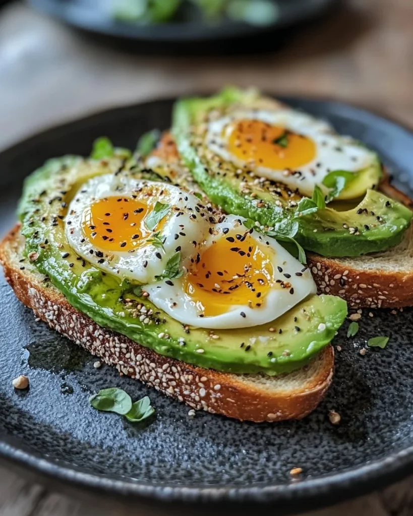 Delicious avocado toast topped with fresh ingredients and herbs