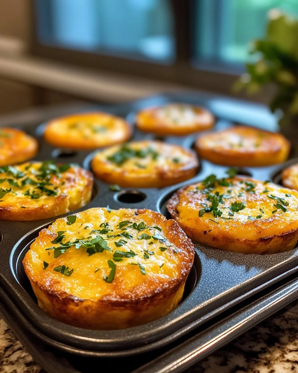 Breakfast egg muffins baked in a muffin tin, loaded with vegetables and cheese.