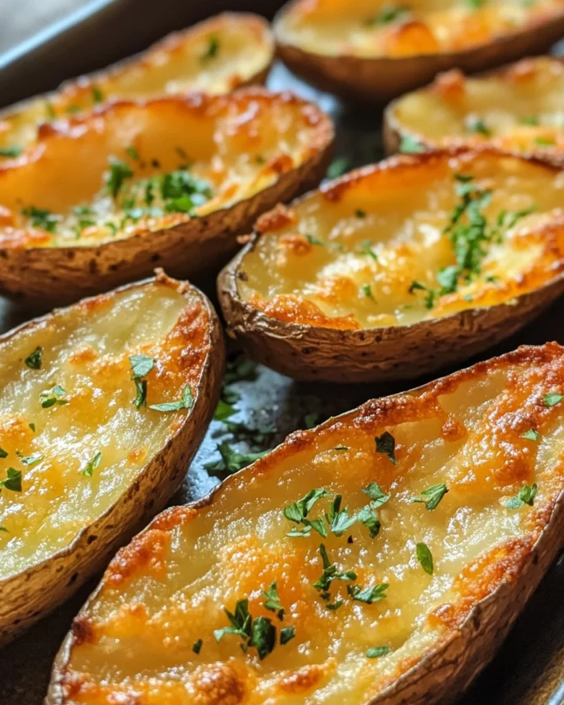 Delicious crunchy mini potato skins topped with cheese and bacon