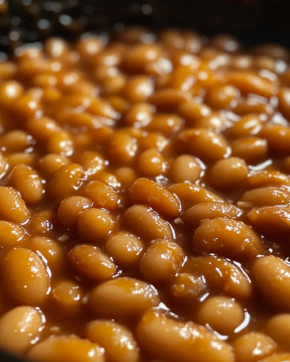 Delicious easy baked beans recipe served in a bowl