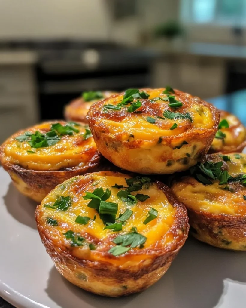 Freshly baked egg muffins in muffin tin, healthy breakfast option