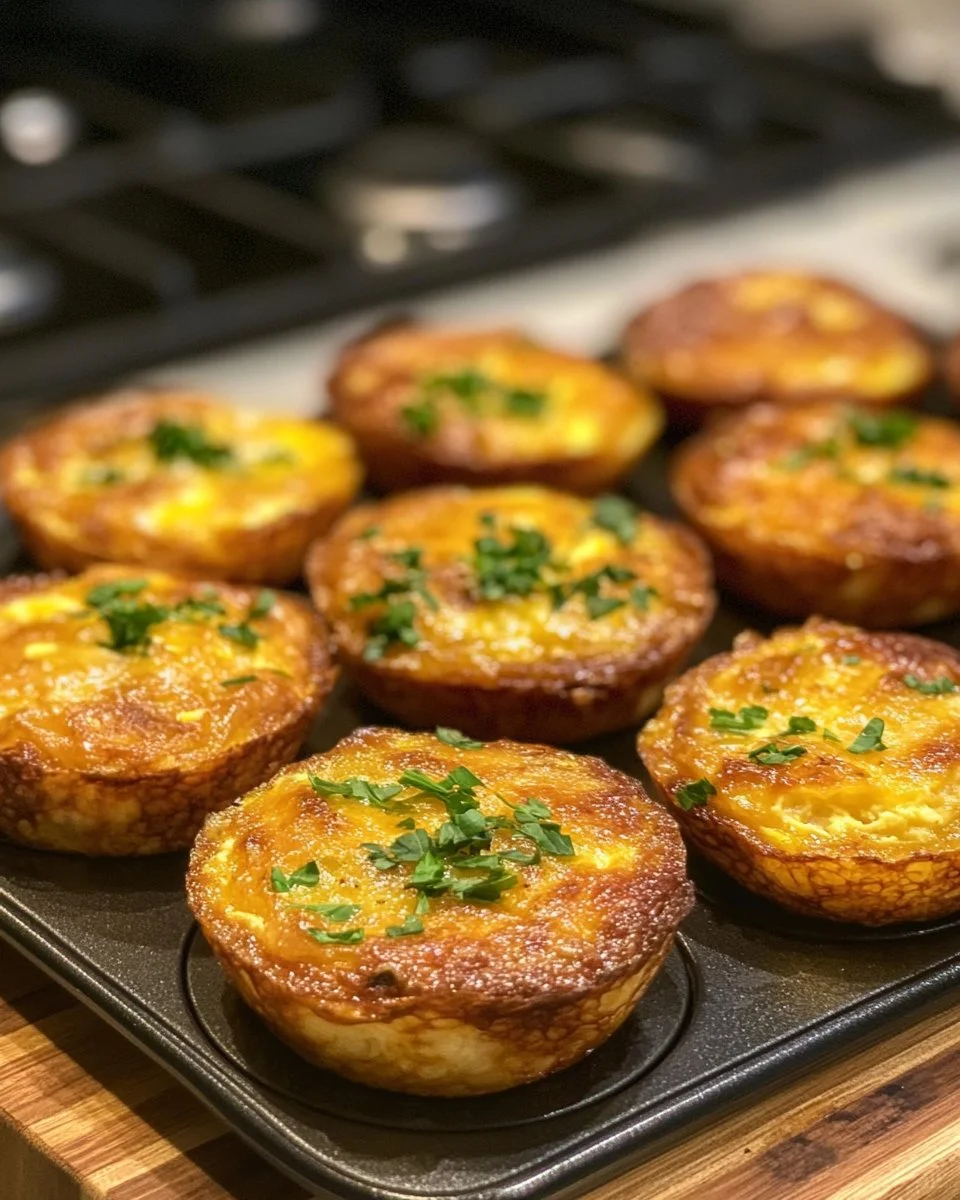 Healthy breakfast egg muffins baked in a muffin tin with vegetables